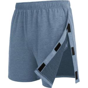 Deyeek Unisex Tear Away Shorts Snap On Athletic Cotton Shorts Post Knee Surgery Recovery Hip Replacement Pants with Pockets(Midnight Navy)