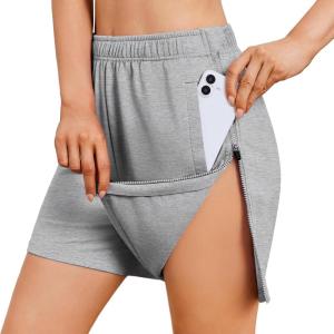 Deyeek Women Tear Away Shorts Adaptive Cotton Athletic Shorts Hip Replacement After Knee Surgery Recovery Pants with Pockets(Grey)