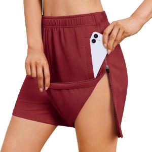 Deyeek Women Tear Away Shorts Adaptive Cotton Athletic Shorts Hip Replacement After Knee Surgery Recovery Pants with Pockets(Wine Red)