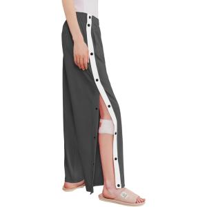 Deyeek Women’s Tear Away Pants Side Split Snap Open Bottom Sweatpants Leg Breakaway Post Surgery Pants with Pockets(Dark Grey)