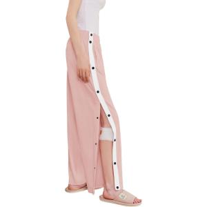 Deyeek Women’s Tear Away Pants Side Split Snap Open Bottom Sweatpants Leg Breakaway Post Surgery Pants with Pockets(Light Pink)