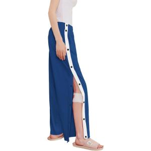 Deyeek Women’s Tear Away Pants Side Split Snap Open Bottom Sweatpants Leg Breakaway Post Surgery Pants with Pockets(Navy)