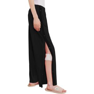 Deyeek Women’s Tear Away Pants Side Split Snap Open Bottom Sweatpants Leg Breakaway Post Surgery Pants with Pockets(Pure Black)