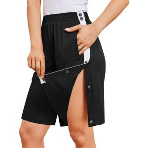 Deyeek Women’s Tear Away Shorts Side Split Snap Open Recovery Post Surgery Breakaway Pants with Pockets(Black)