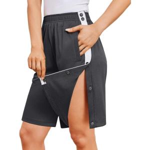 Deyeek Women’s Tear Away Shorts Side Split Snap Open Recovery Post Surgery Breakaway Pants with Pockets(Dark Grey)