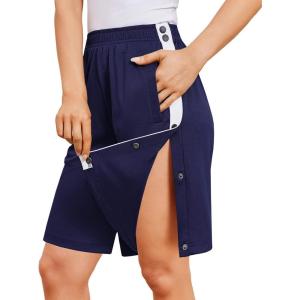 Deyeek Women’s Tear Away Shorts Side Split Snap Open Recovery Post Surgery Breakaway Pants with Pockets(Navy Blue)