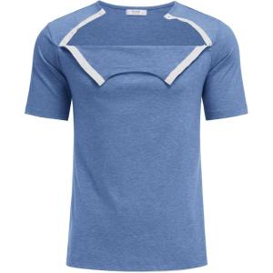 Dyeek Chemo for Shirt Port Access Chemotherapy Must Haves Tear Away Side Snap Short Sleeve Post Shoulder Surgery Shirts(Blue)