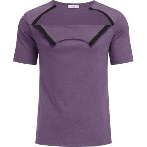 Dyeek Chemo for Shirt Port Access Chemotherapy Must Haves Tear Away Side Snap Short Sleeve Post Shoulder Surgery Shirts(Bright Purple)
