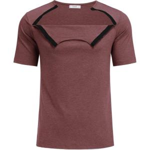 Dyeek Chemo for Shirt Port Access Chemotherapy Must Haves Tear Away Side Snap Short Sleeve Post Shoulder Surgery Shirts(Red)