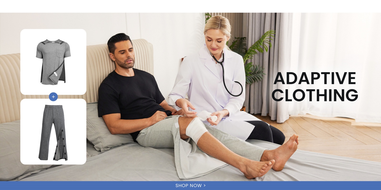 Deyeek – Men’s lightweight athletic pants with slits at the hem, straight leg design, featuring pockets, and also selling comfortable, adaptive clothing for post-operative use.