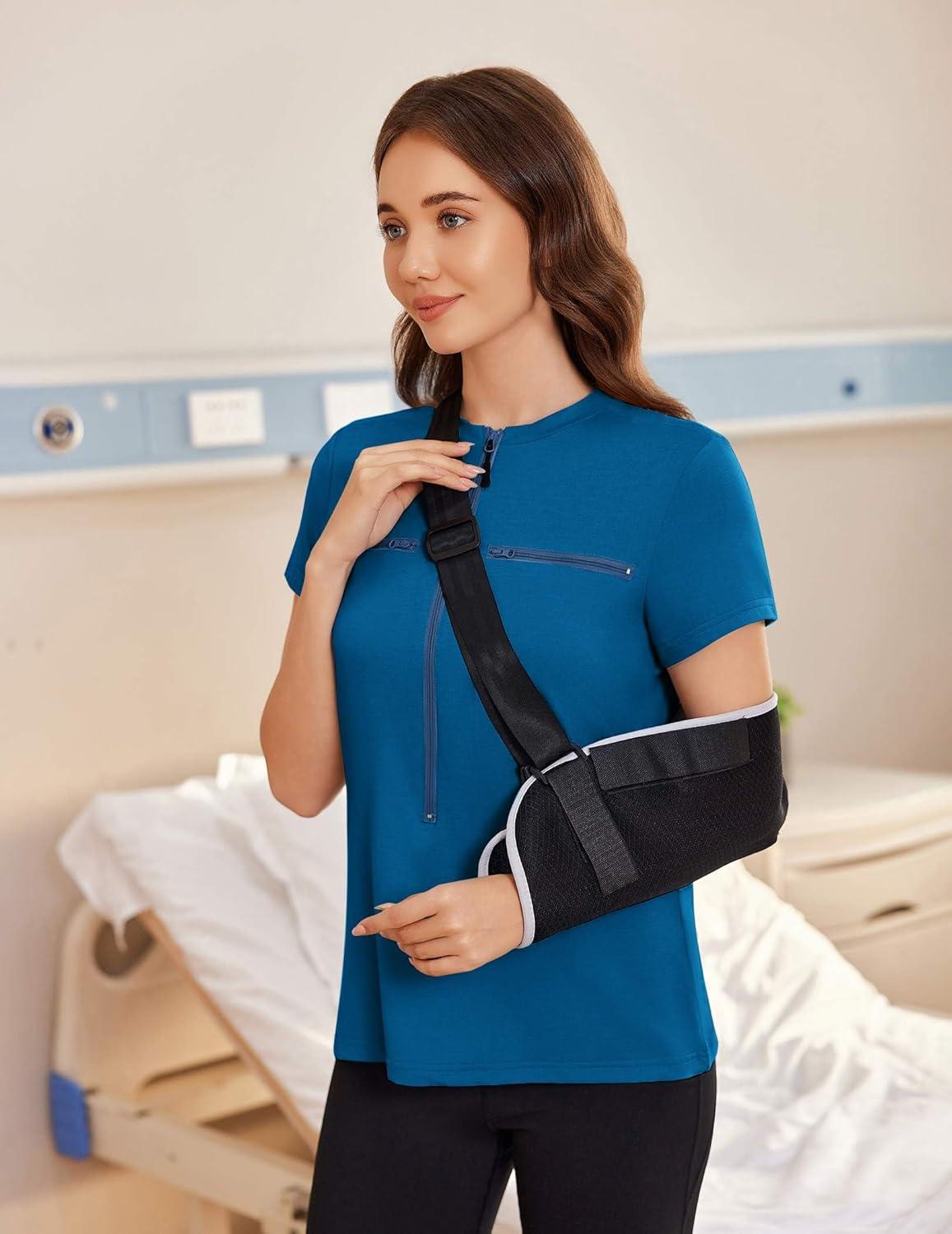 imageDeyeek Chemo Shirts for Port Access Women 2 Side Snap Short Sleeve Shoulder Surgery Rotator Cuff Dialysis Recovery ShirtsDark Blue