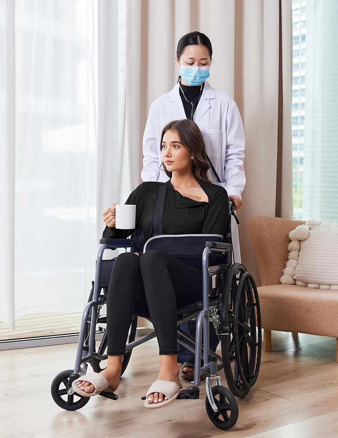 imageDeyeek Chemo Shirts for Port Access Women Long Sleeve Shoulder Post Surgery Shirt Dialysis Sweatshirts with Arm ZipperBlack