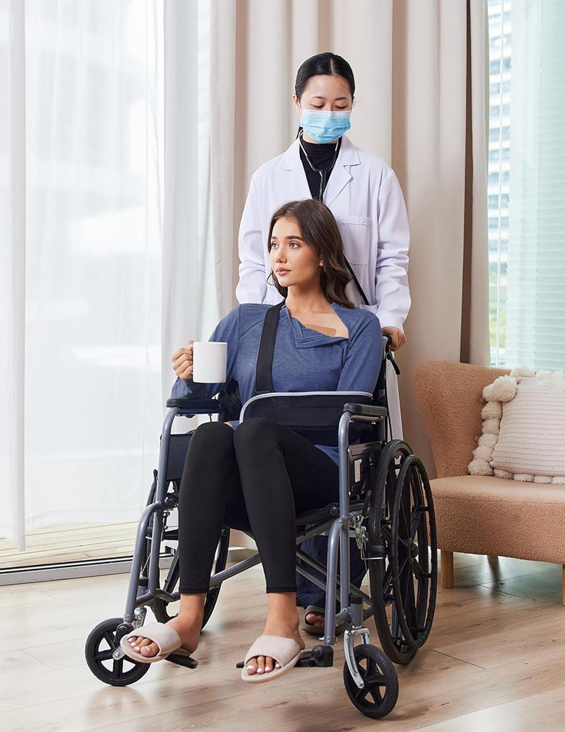 imageDeyeek Chemo Shirts for Port Access Women Long Sleeve Shoulder Post Surgery Shirt Dialysis Sweatshirts with Arm ZipperNavy Blue