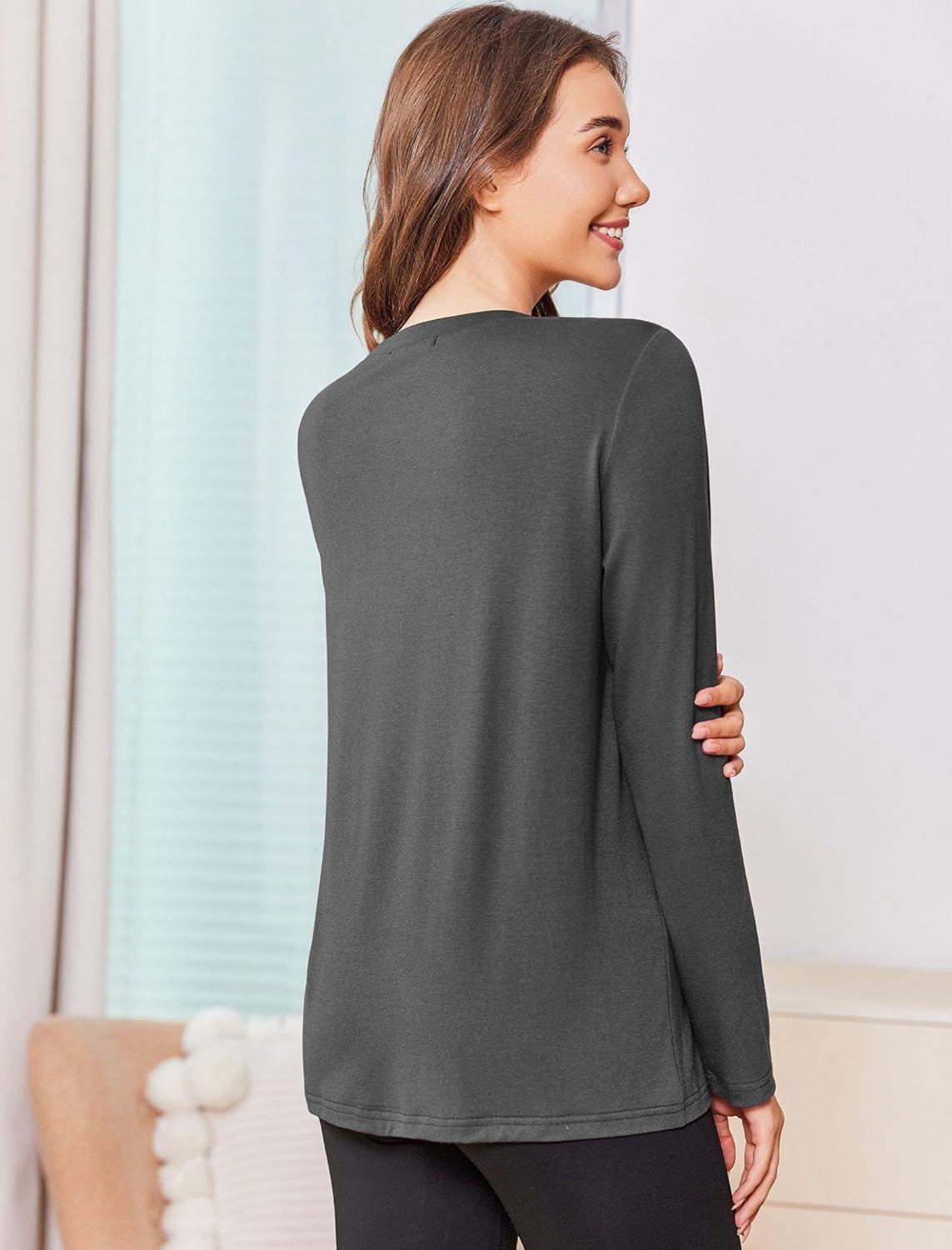 imageDeyeek Chemo Shirts for Women with Dialysis Port Access 2 Side Zippers Long Sleeve Shoulder Post Surgery ShirtDark Gray