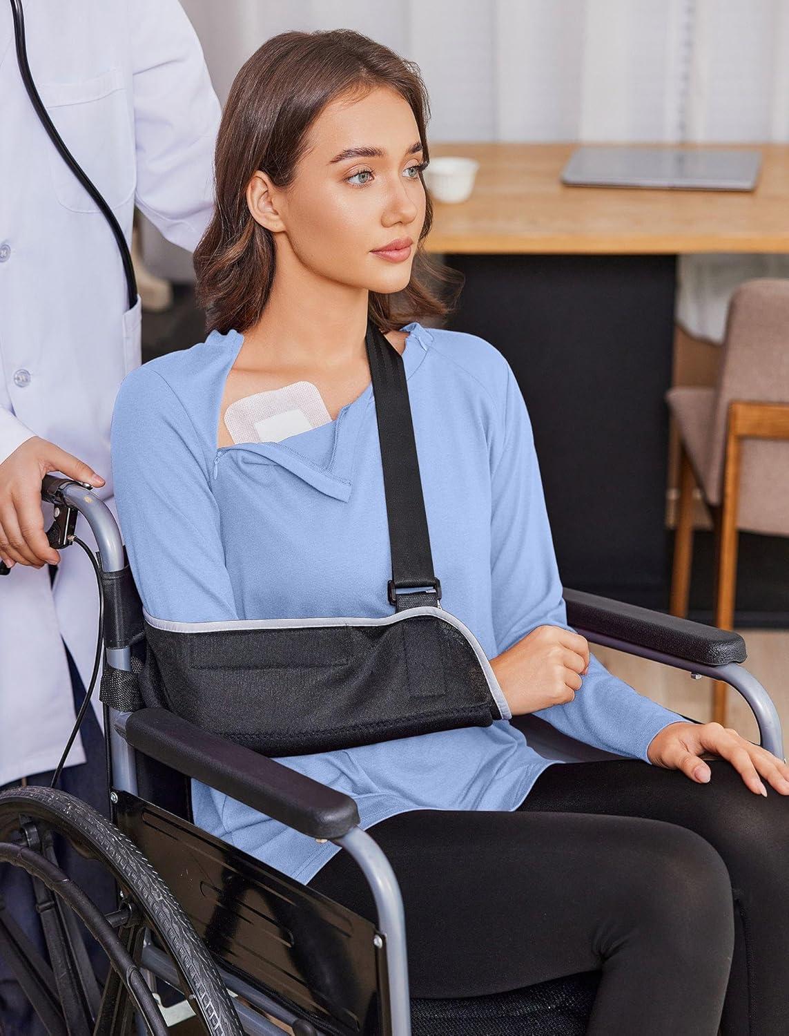 imageDeyeek Chemo Shirts for Women with Dialysis Port Access 2 Side Zippers Long Sleeve Shoulder Post Surgery ShirtLight Blue