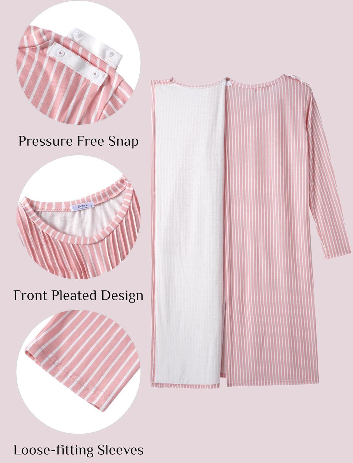 imageDeyeek Hospital Gowns for Women Post Shoulder Surgery Open Back Adaptive clothing lounge dress for PatientsampSeniors Nightgown