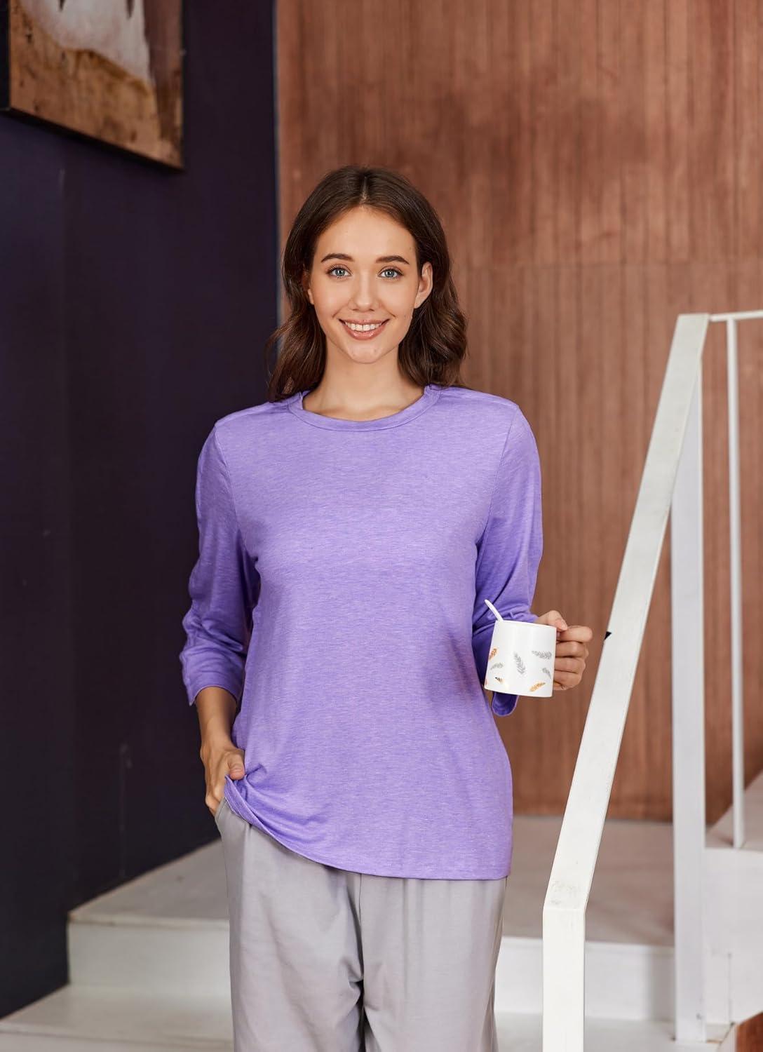 imageDeyeek Post Shoulder Surgery Shirts for Women Tear Away 34 Tops After Rotator Cuff Shirts Chemo Port Adaptive ClothingPurple