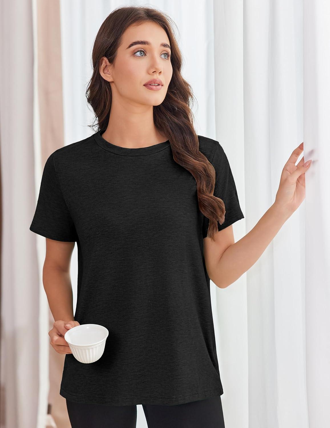 imageDeyeek Post Shoulder Surgery Shirts for Women Tear Away Side Snap Chemo Port Shirts Short Sleeve Adaptive ClothingBlack