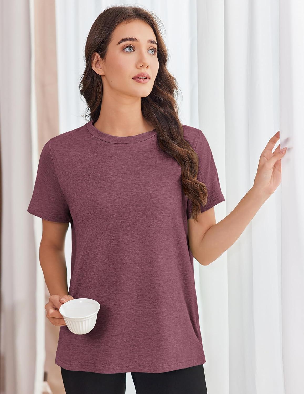imageDeyeek Post Shoulder Surgery Shirts for Women Tear Away Side Snap Chemo Port Shirts Short Sleeve Adaptive ClothingBurgundy