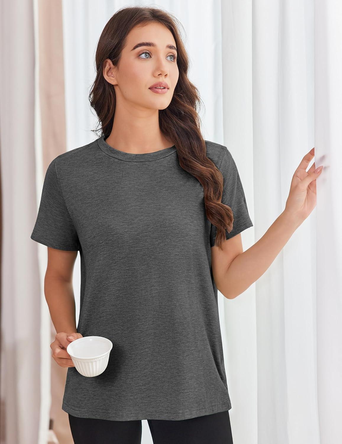 imageDeyeek Post Shoulder Surgery Shirts for Women Tear Away Side Snap Chemo Port Shirts Short Sleeve Adaptive ClothingDark Gray