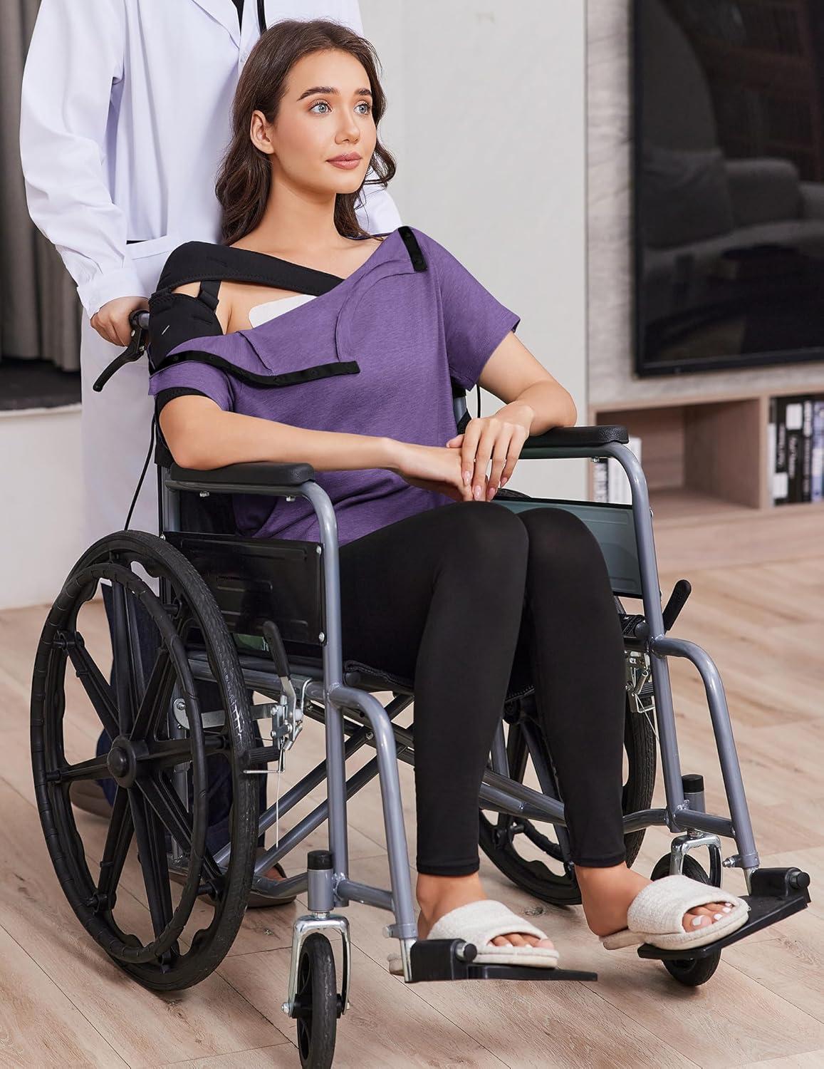 imageDeyeek Post Shoulder Surgery Shirts for Women Tear Away Side Snap Chemo Port Shirts Short Sleeve Adaptive ClothingDark Purple