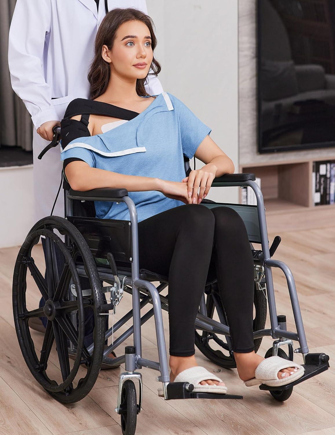 imageDeyeek Post Shoulder Surgery Shirts for Women Tear Away Side Snap Chemo Port Shirts Short Sleeve Adaptive ClothingLight Blue