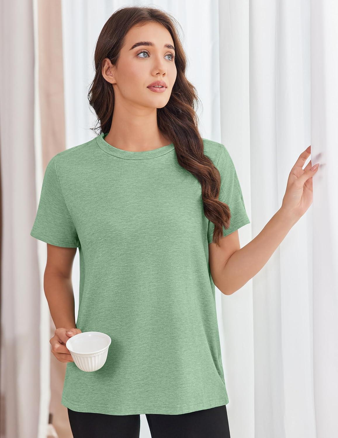 imageDeyeek Post Shoulder Surgery Shirts for Women Tear Away Side Snap Chemo Port Shirts Short Sleeve Adaptive ClothingLight Green