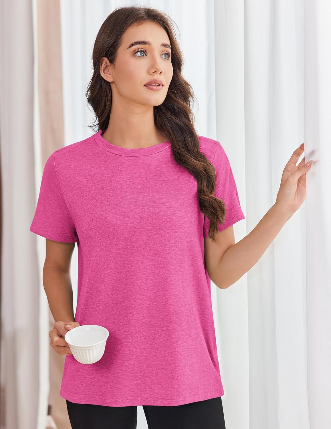 imageDeyeek Post Shoulder Surgery Shirts for Women Tear Away Side Snap Chemo Port Shirts Short Sleeve Adaptive ClothingRose Red