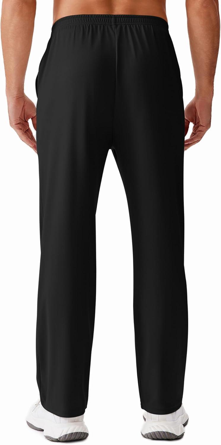 imageDeyeek Tear Away Pants for Men Open Bottom Side Snap On Sweatpants Baggy Post Knee Hip Leg Surgery Recovery Pant with PocketsBlack