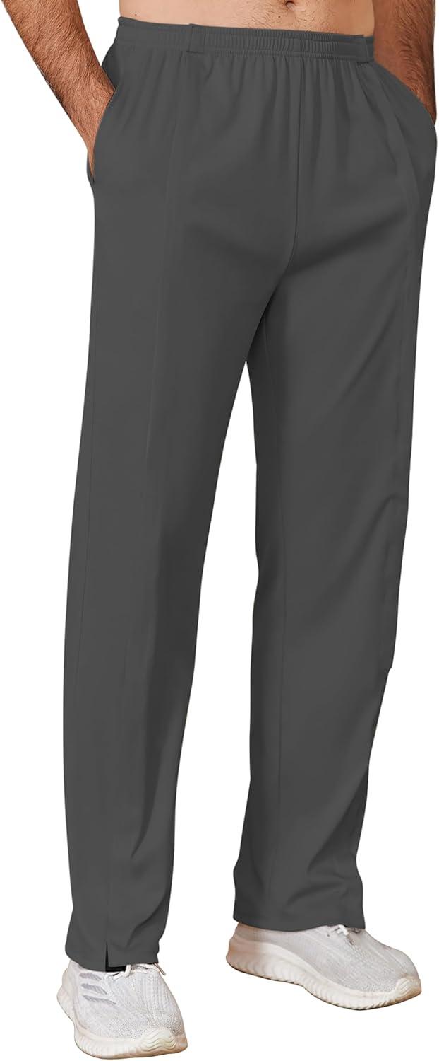 imageDeyeek Tear Away Pants for Men Open Bottom Side Snap On Sweatpants Baggy Post Knee Hip Leg Surgery Recovery Pant with PocketsDark Gray