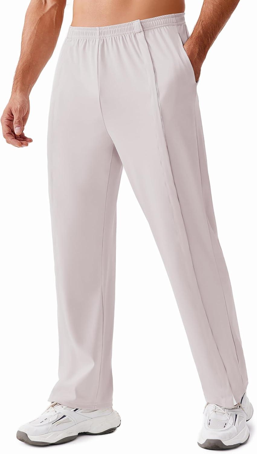 imageDeyeek Tear Away Pants for Men Open Bottom Side Snap On Sweatpants Baggy Post Knee Hip Leg Surgery Recovery Pant with PocketsLight Gray