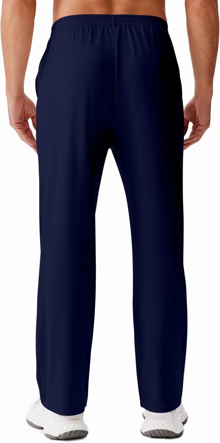 imageDeyeek Tear Away Pants for Men Open Bottom Side Snap On Sweatpants Baggy Post Knee Hip Leg Surgery Recovery Pant with PocketsNavy Blue