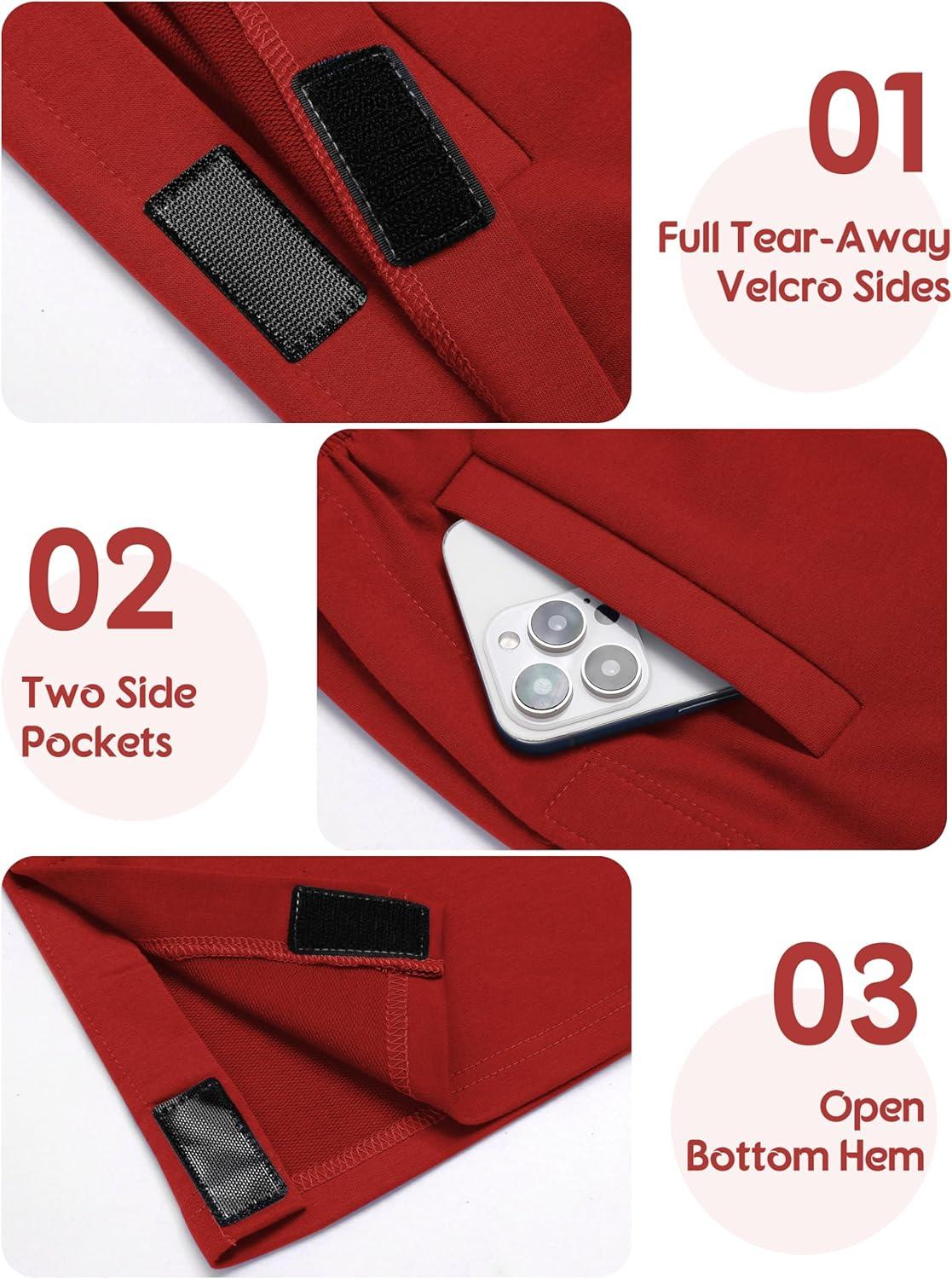 imageDeyeek Tear Away Pants for Women Side Full Open Sweatpants Loose Fit Casual Post Surgery Adaptive Clothing with PocketsDeep Red