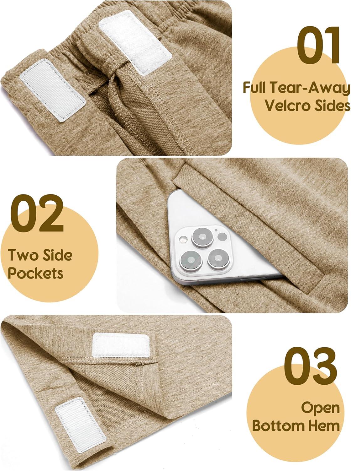 imageDeyeek Tear Away Pants for Women Side Full Open Sweatpants Loose Fit Casual Post Surgery Adaptive Clothing with PocketsKhaki