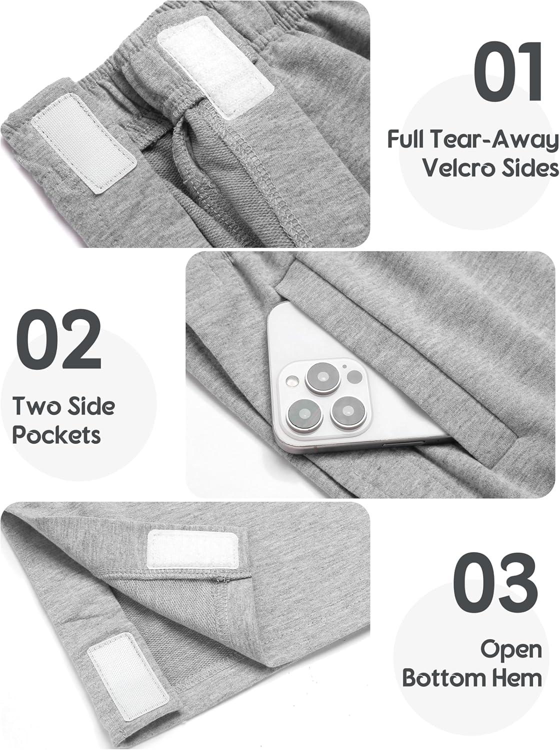 imageDeyeek Tear Away Pants for Women Side Full Open Sweatpants Loose Fit Casual Post Surgery Adaptive Clothing with PocketsLight Grey