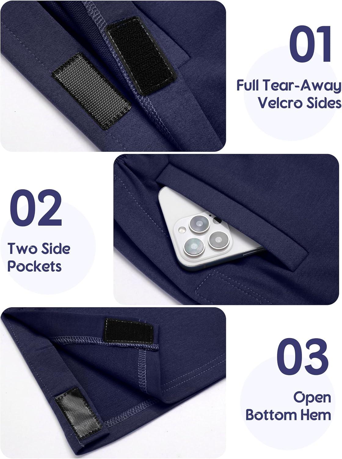 imageDeyeek Tear Away Pants for Women Side Full Open Sweatpants Loose Fit Casual Post Surgery Adaptive Clothing with PocketsNavy Blue