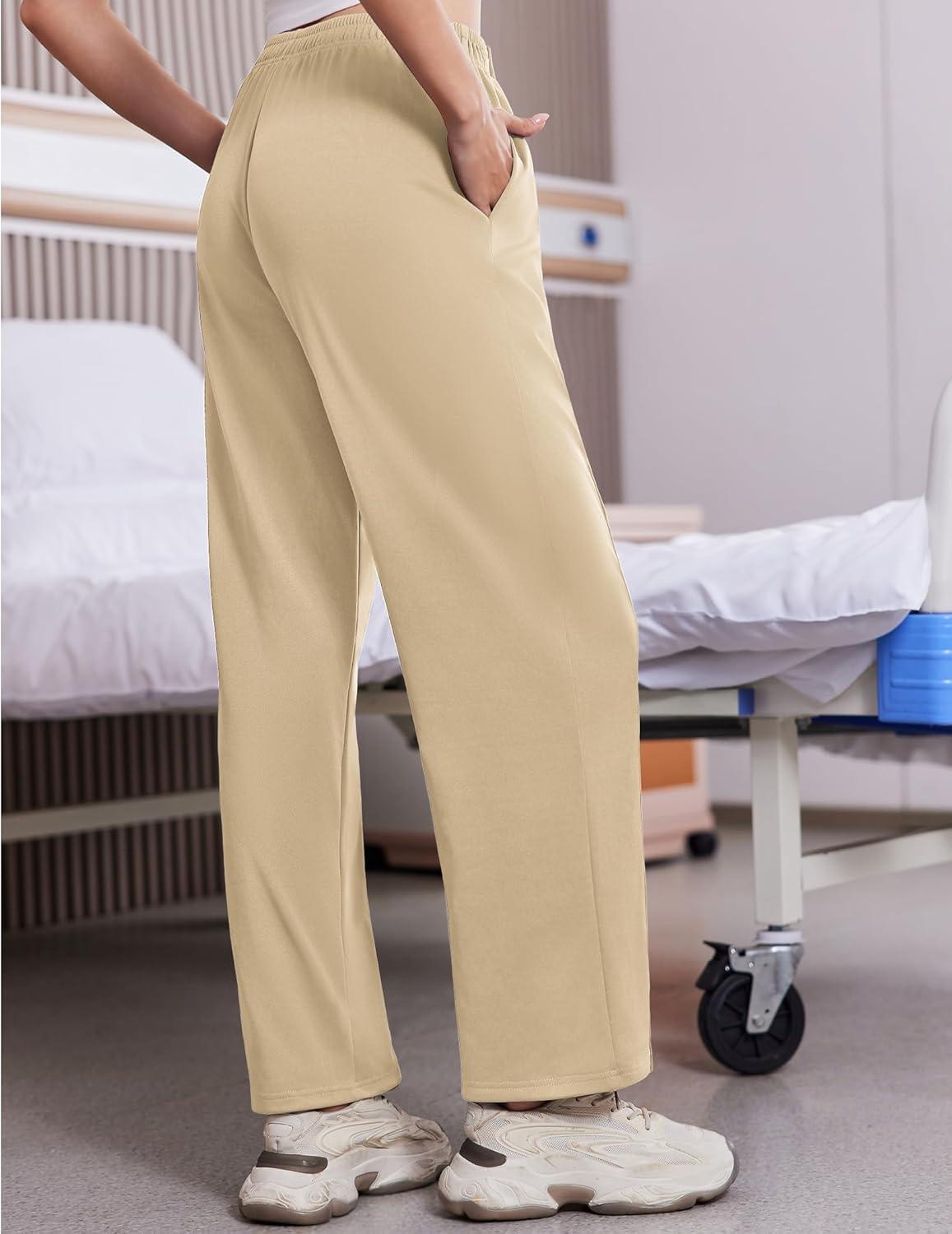imageDeyeek Tear Away Pants for Women Side Slit Snap Sweatpants Loose Fit Post Surgery Casual Adaptive Clothing with PocketsKhaki