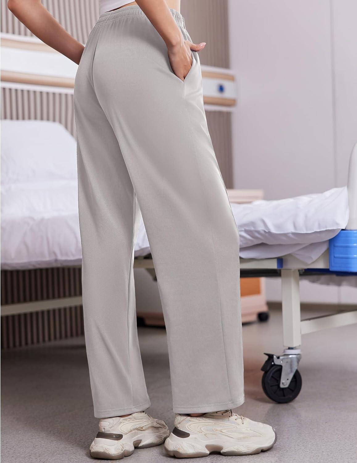 imageDeyeek Tear Away Pants for Women Side Slit Snap Sweatpants Loose Fit Post Surgery Casual Adaptive Clothing with PocketsLight Gray