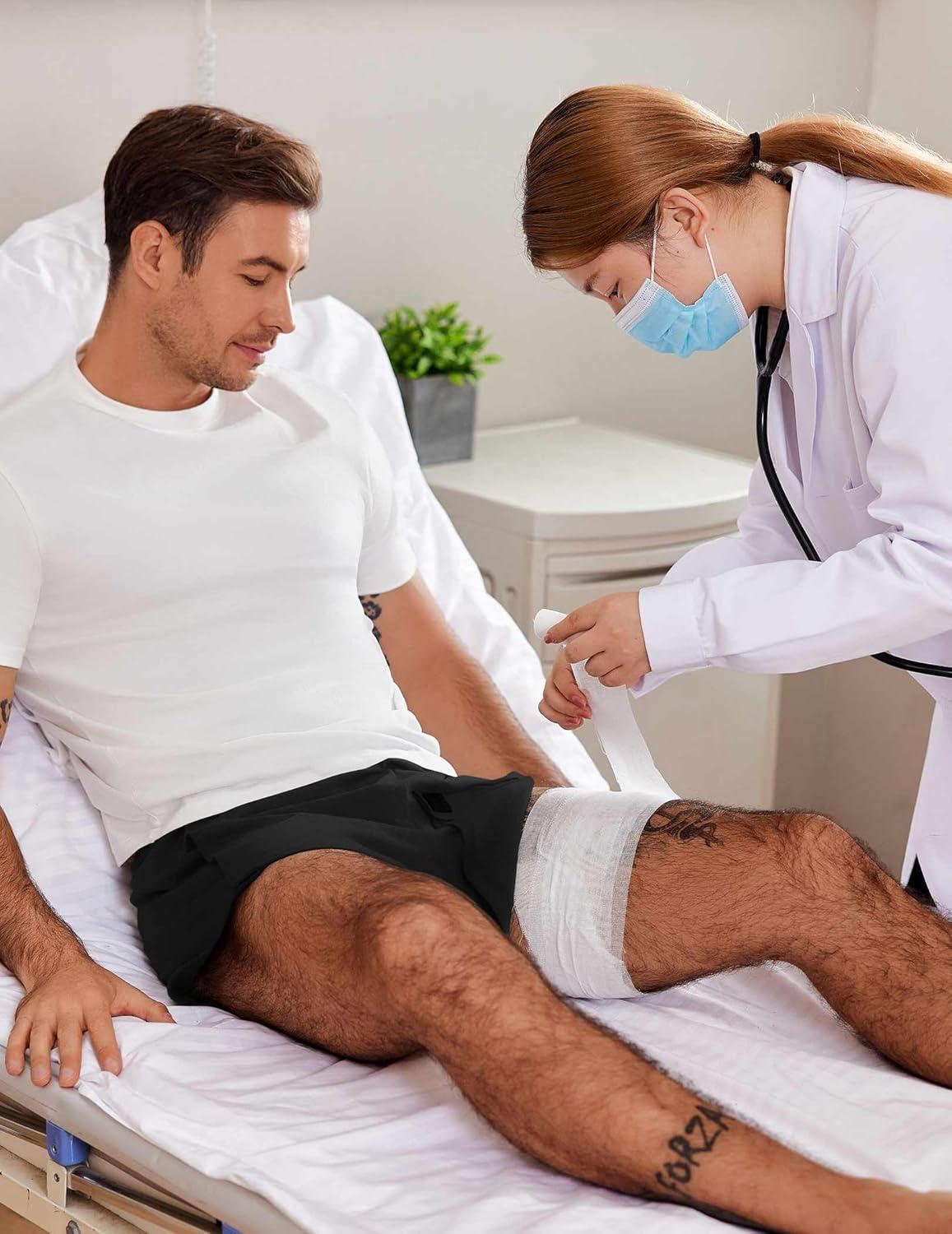 imageDeyeek Unisex Tear Away Shorts 3inch Knee Hip Replacement Kit After Surgery Post Surgery Cotton Shorts Without PocketBlack