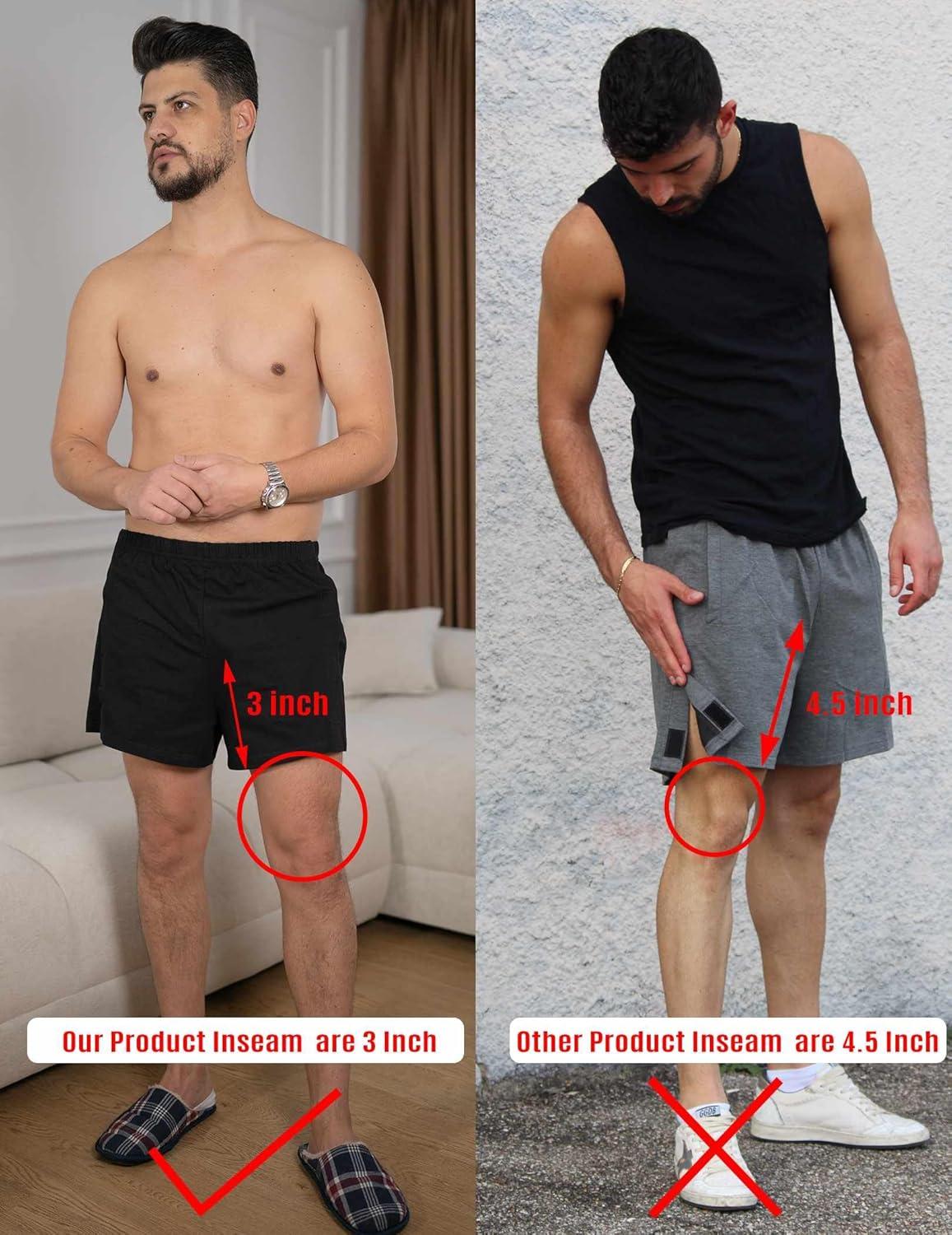 imageDeyeek Unisex Tear Away Shorts 3inch Knee Hip Replacement Kit After Surgery Post Surgery Cotton Shorts Without PocketBlack