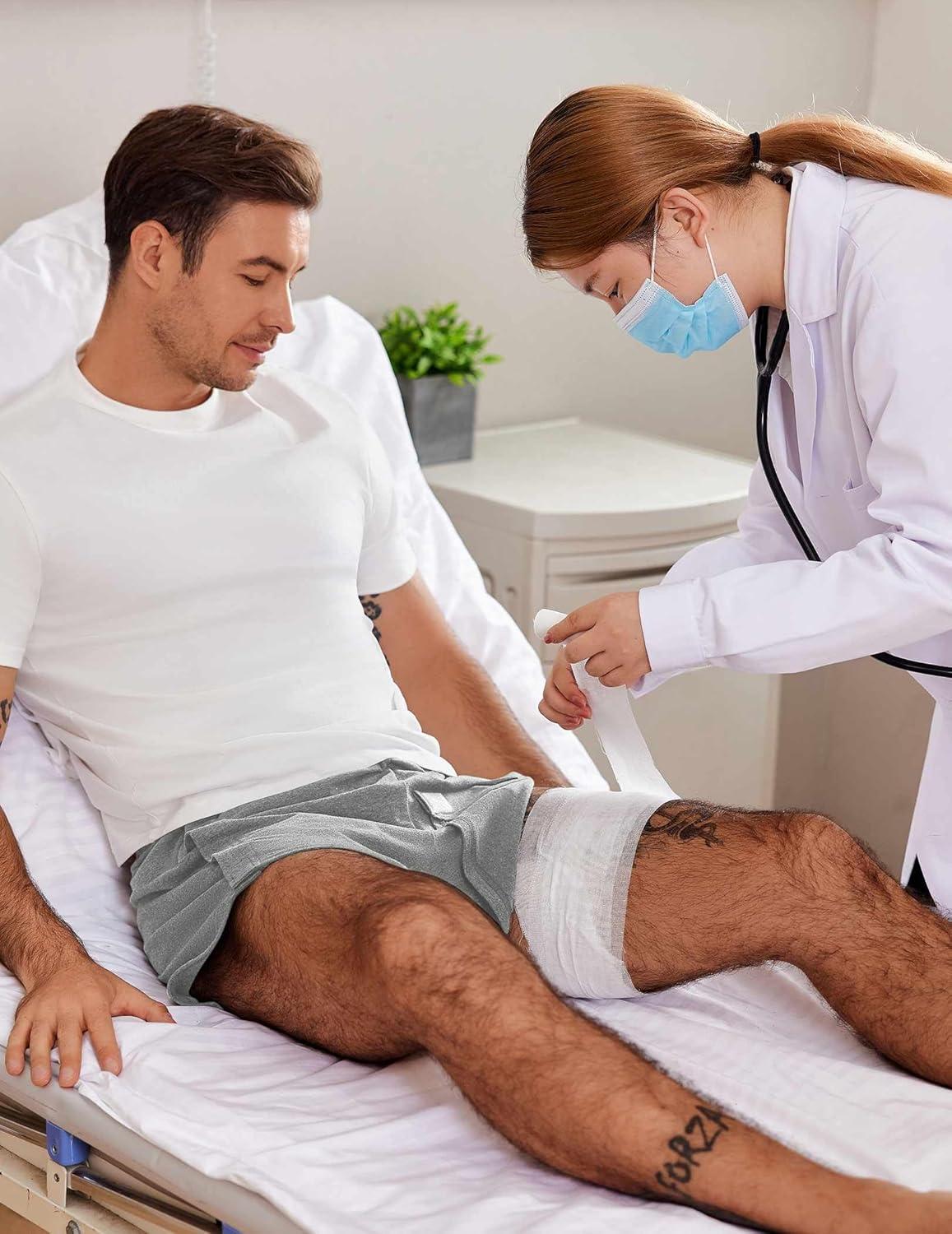 imageDeyeek Unisex Tear Away Shorts 3inch Knee Hip Replacement Kit After Surgery Post Surgery Cotton Shorts Without PocketLight Grey