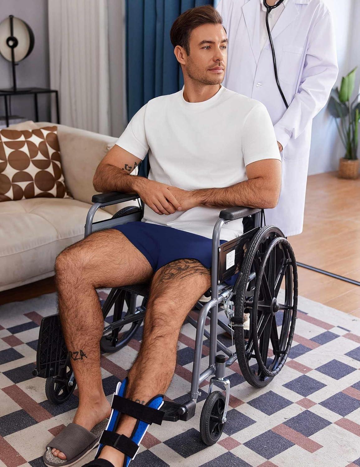 imageDeyeek Unisex Tear Away Shorts 3inch Knee Hip Replacement Kit After Surgery Post Surgery Cotton Shorts Without PocketNavy Blue