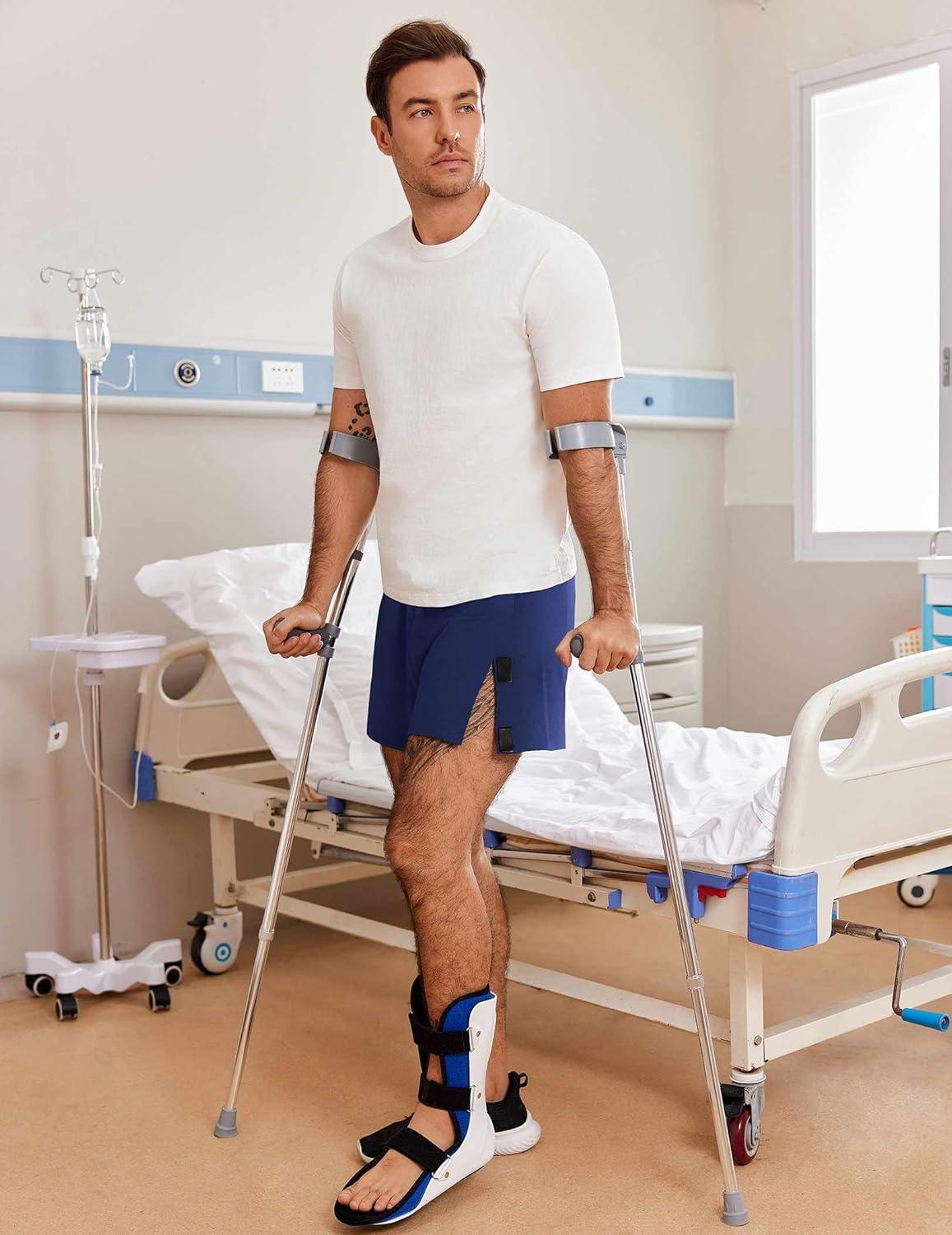 imageDeyeek Unisex Tear Away Shorts 3inch Knee Hip Replacement Kit After Surgery Post Surgery Cotton Shorts Without PocketNavy Blue