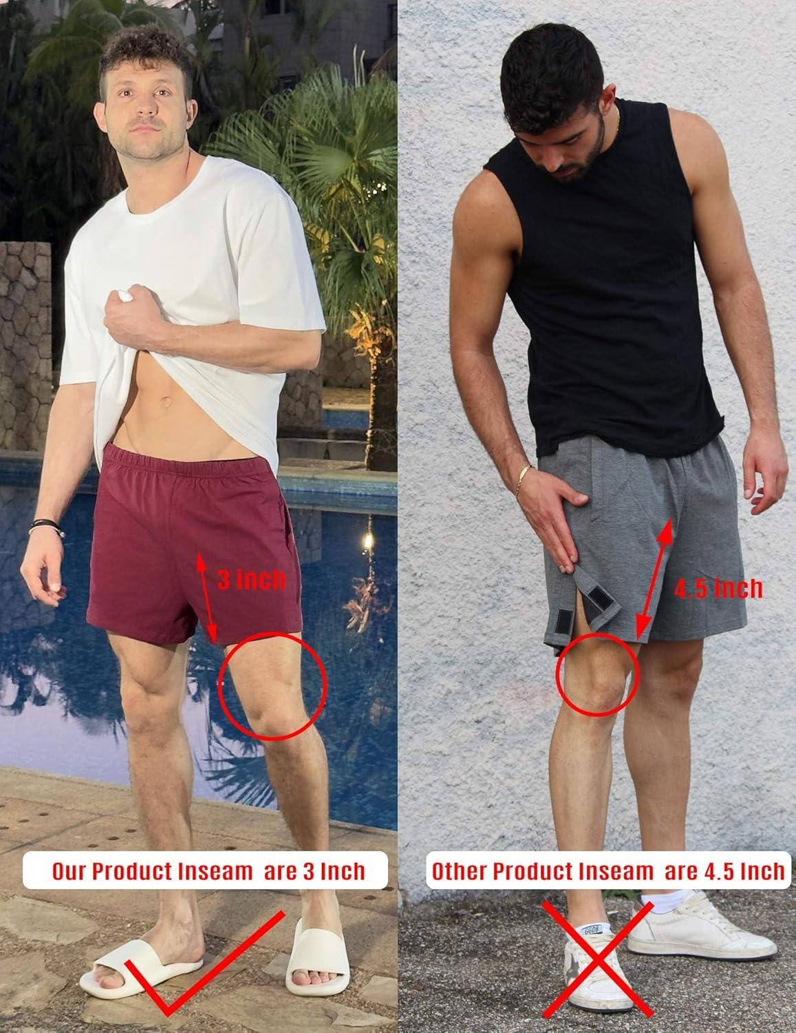 imageDeyeek Unisex Tear Away Shorts 3inch Knee Hip Replacement Kit After Surgery Post Surgery Cotton Shorts Without PocketWine Red
