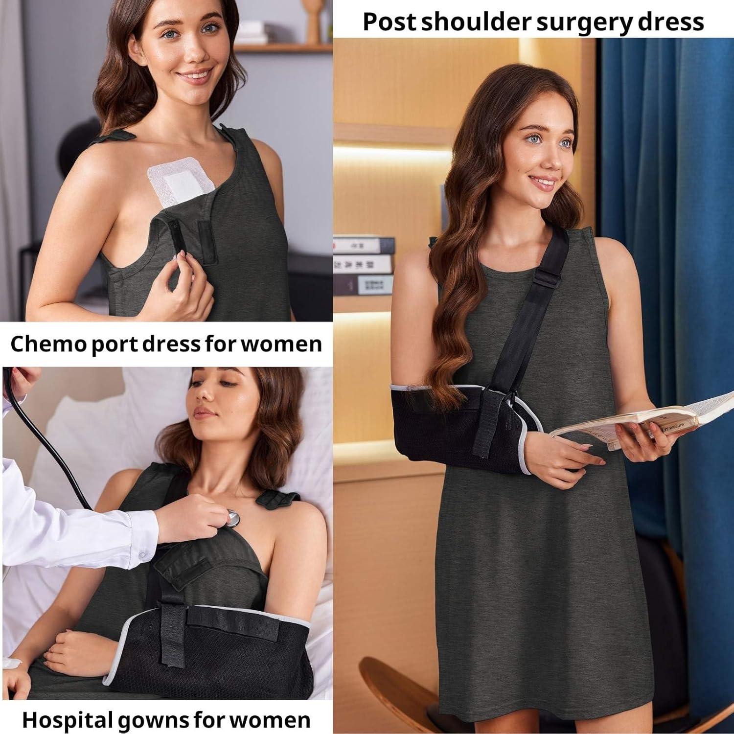 imageDeyeek Womens Post Shoulder Surgery Dress Full Tear Away Sleeveless Tank Dress After Rotator Cuff Adaptive ClothingDark Gray