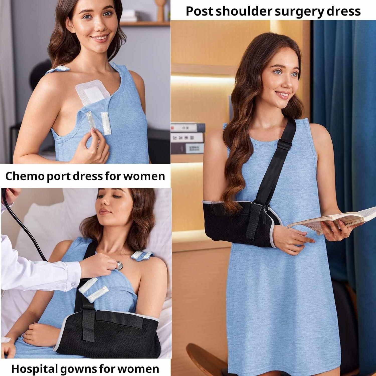 imageDeyeek Womens Post Shoulder Surgery Dress Full Tear Away Sleeveless Tank Dress After Rotator Cuff Adaptive ClothingLight Blue