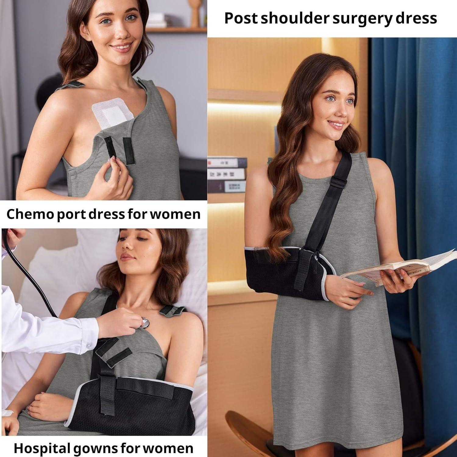 imageDeyeek Womens Post Shoulder Surgery Dress Full Tear Away Sleeveless Tank Dress After Rotator Cuff Adaptive ClothingLight Gray