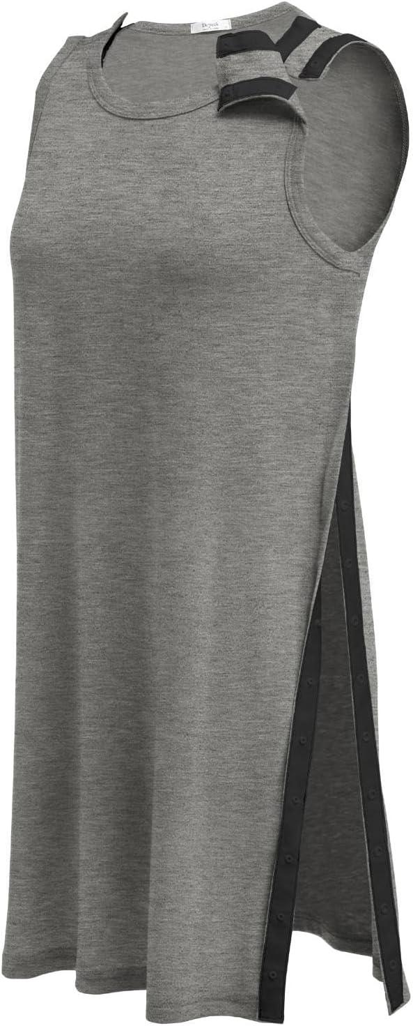 imageDeyeek Womens Post Shoulder Surgery Dress Full Tear Away Sleeveless Tank Dress After Rotator Cuff Adaptive ClothingLight Gray