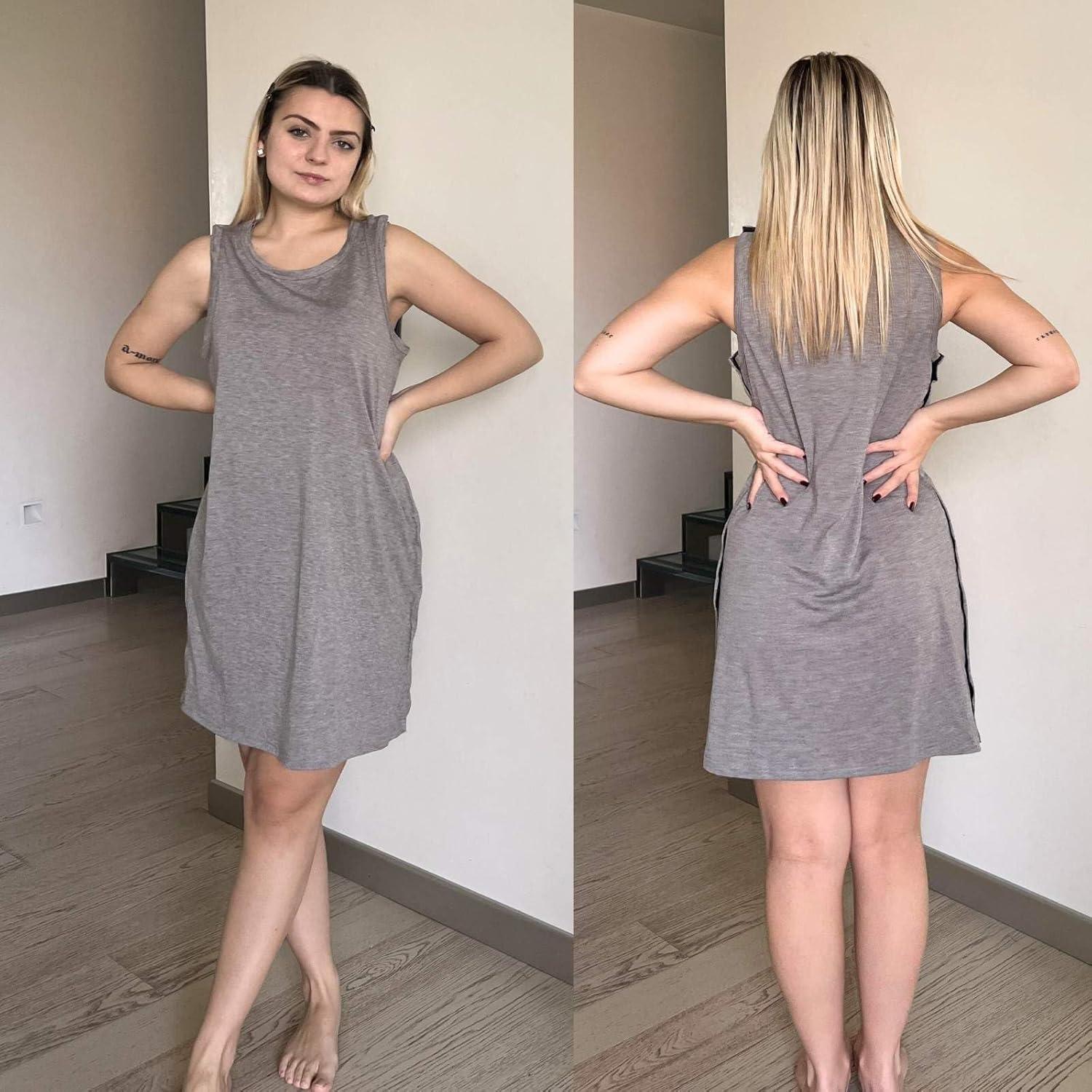imageDeyeek Womens Post Shoulder Surgery Dress Full Tear Away Sleeveless Tank Dress After Rotator Cuff Adaptive ClothingLight Gray