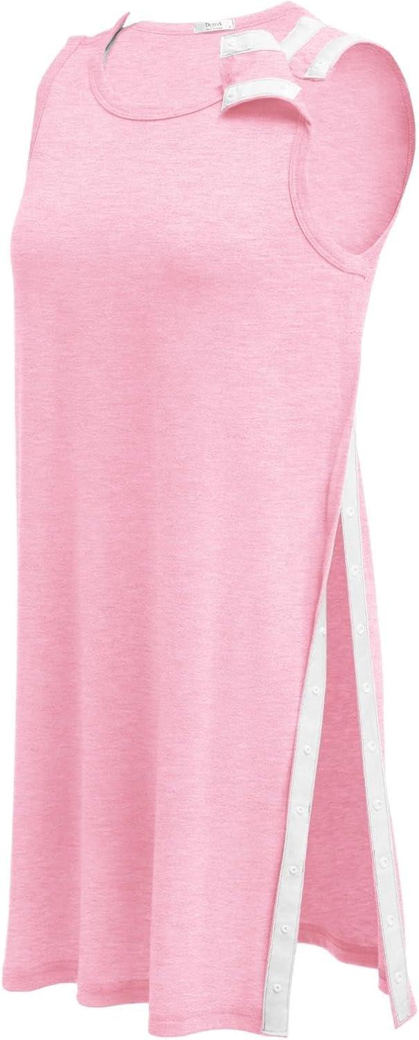 imageDeyeek Womens Post Shoulder Surgery Dress Full Tear Away Sleeveless Tank Dress After Rotator Cuff Adaptive ClothingLight Pink